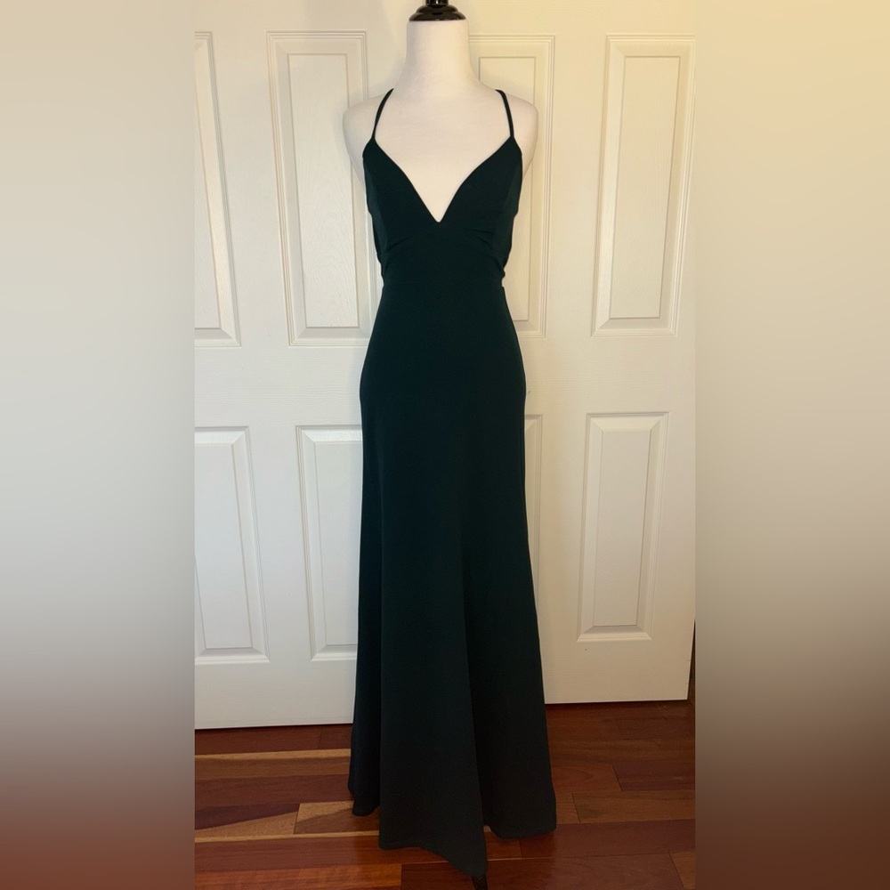 Lulu's Dark Green V-Neck Maxi Dress